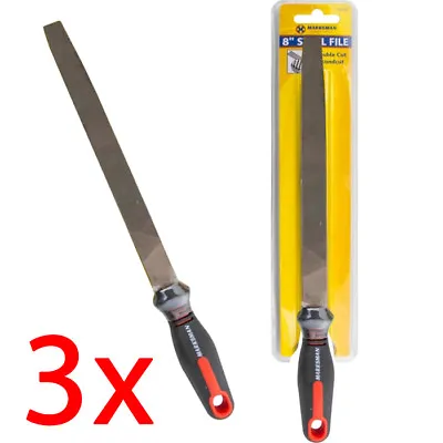 £6.95 • Buy Set Of 3 Flat File Steel Metal Sharpen Tool Diy 8  Easy Grip Handle Engineering