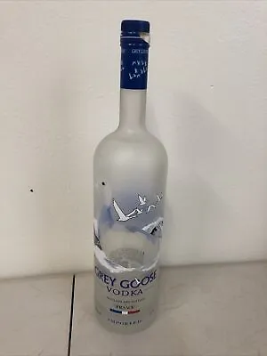 1 EMPTY GREY GOOSE VODKA BOTTLE 1.75L LARGE HEAVY FROSTED BOTTLE 43x10 Cm • $75