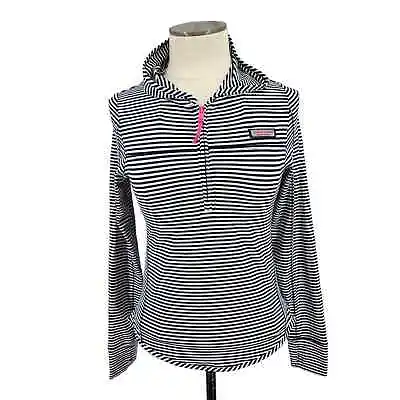 Vineyard Vines Shep Shirt Girls Size Large 14 Striped Quarter Zip Hood Preppy • $24.88