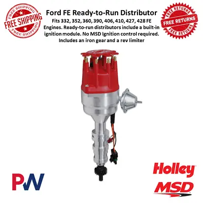 MSD Ready To Run Pro-Billet Distributor W/Rev Limiter & Gear For Ford 332-428 FE • $692.15