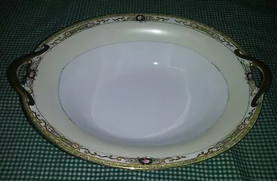 Noritake Art Deco 10.5  Oval Vegetable Bowl Mystery Pink Roses Arches Scrolls • $12.95