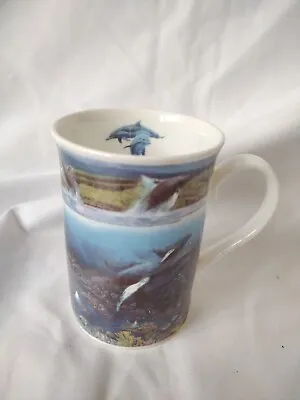 Danbury Mint 'AN UNDERWATER PARADISE' Whales / Dolphins Newborn Bone China Mug • £14.95