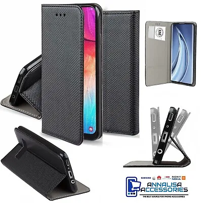 FLIP LEATHER PHONE CASE WITH STAND For XIAOMI MI A1 / 6X PU BLACK MAGNETIC COVER • £6.97