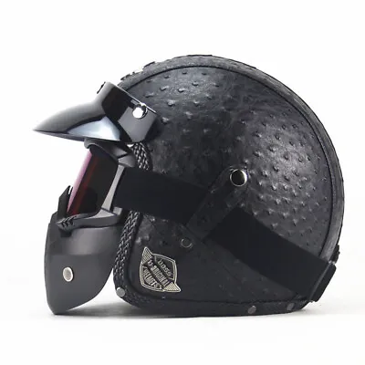 DOT Black Motorcycle Helmet Open Face 3/4 Helmet Street Bike Scooter M/L/XL • $88.88