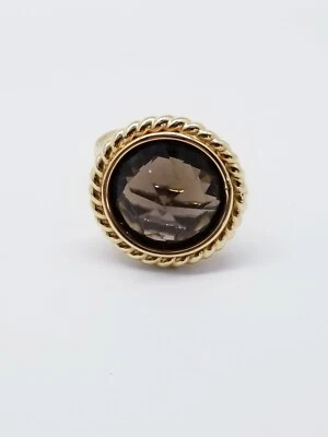 Estate 14k Gold Natural Brown Sapphire Gemstone Dome Cocktail Ring 585 Italy • $405.78