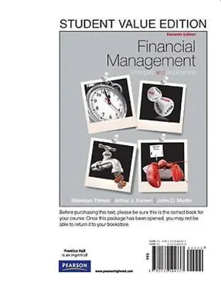 $7.99 • Buy Financial Management: Principles And Applications, Student Value Edition