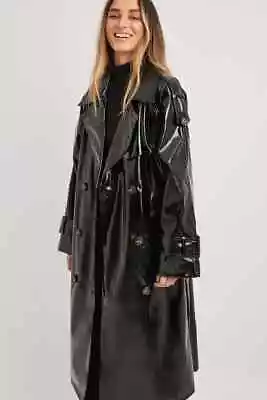 New Shiny PVC VINYL Trench Coat With Belt Women Raincoat • $84.99