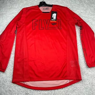 Fly Racing Jersey Mens Large Red Shirt MX Motorcross Dirtbike Tee Kinetic Gear • $20.98