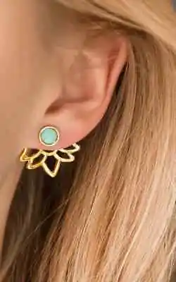  Turquoise Ear Jacket Earring-Turquoise Gold Filled Earing • £13.99