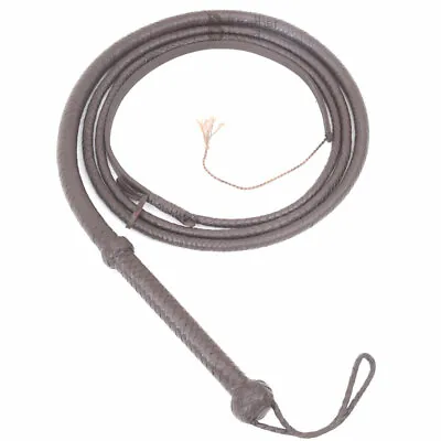 Indiana Jones 6 8 10 12 Feet 8 Strands Brown Cowhide Real Leather Bullwhip • $49.99