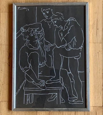 $185 • Buy Vintage Pablo Picasso Lithograph 3 Male Ballet Dancers Signed In Plate 1950's