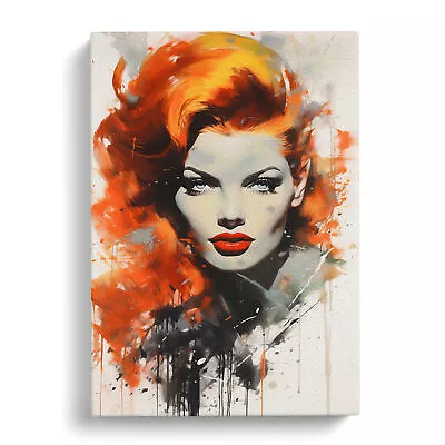 Red Headed Woman Gestural No.3 Canvas Wall Art Print Framed Picture Home Decor • £24.95