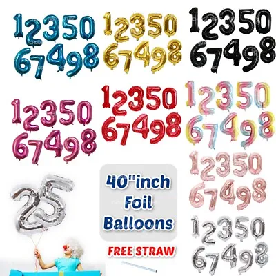 £2.99 • Buy 40  Giant Foil Number Self Inflating Balloons Birthday Age Party Wedding Baloon