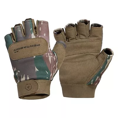 Pentagon Gloves Multi Purpose Man Tactical Work 1/2 Duty Mechanic Gr.camo • $64.59