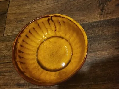 Vintage Moreno Ceramics California USA Pottery Planter 8” Bowl Brown Yellow • $24.95