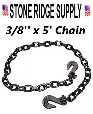 3/8 Chain W/ Clevis Grab Hooks 5' Long  Towing Automotive Marine Trailer USA • $20.98