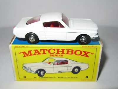Matchbox Lesney No.8 - FORD MUSTANG BOXED ALL ORIGINAL • $80.83