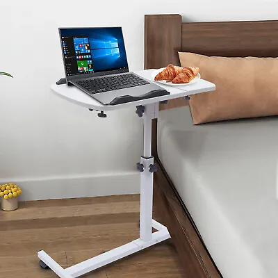 Home Office Laptop Desk Rolling Table Computer Mobile Stand Adjustable Portable • £48.72