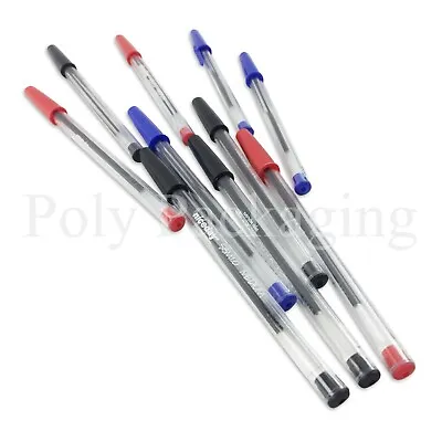 BALLPOINT PENS Any Qty Mixed Colours BLACK/BLUE/RED Medium Tip Pen Ball Biro • £17.45