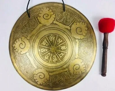 Handmade Mantra Carved Gong From Nepal-Deep Healing Meditation Sound Therapy • $361