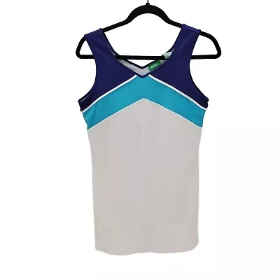 Vintage Prince Womens Tennis Dress Mini V Neck Line Sleeveless Blue White Size M • $25