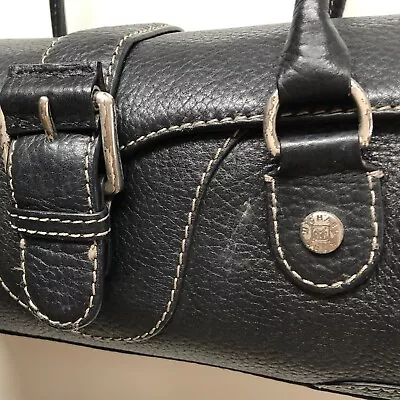 Michael Kors Black Pebbled Leather Shoulder Bag Buckle Purse Biker Stitch VTG • $79.95