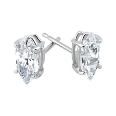 1/4ct Marquise Diamond Stud Earrings Solid 14K White Gold • $245.10