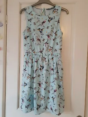 Zara Trafaluc Collection M Light Blue Humming Birds Open Back Dress • £24.50