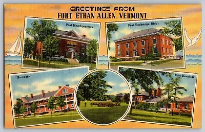 Fort Ethan Allen Vermont - Greetings - Landmarks - Vintage Postcard - Unposted • $5.94