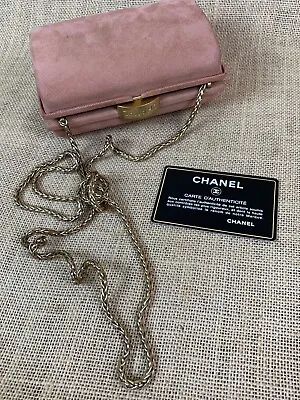 Vintage Pink Iridescent Gold CHANEL Hard Case Evening Bag W/ Certification Card • $925