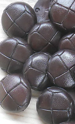 BUTTONS DARK BROWN FOOTBALL LEATHER EFFECT X 5 BUTTONS. From 15mm To 25mm  (1 ) • £2.15