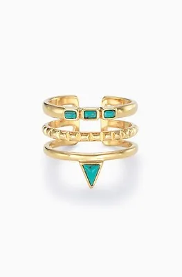 $22 • Buy Stella & Dot Turquoise Stone Stacked Ring Brand New In Original Box  RV $39