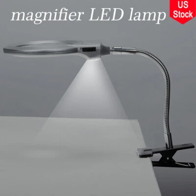 $14.99 • Buy Magnifier LED Lamp Magnifying Glass Desk Table Light Reading Lamp With Clamp US