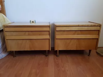 Mid Century Modern Nightstands End Side Tables Italian Design In Maple • $1200