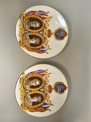 Vintage King George Vi And Queen Elizabeth Mini Coronation Plates Set Of 2 • $30