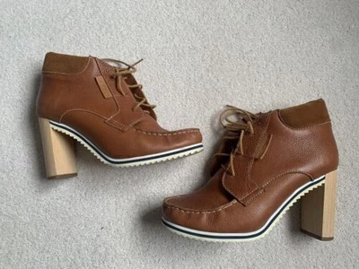 £40 • Buy See By Chloe Tan Leather Loafers Natural Wood High Heels UK5 EU 38