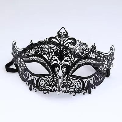 Crystal VENETIAN Lady Women Metallic Masquerade Halloween Fancy Face Eye Mask • £10.99