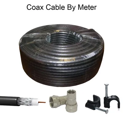 RG6 Coax Cable Coaxial Black White Brown Satellite Freesat Sky Virgin TV Aerial • £6.89