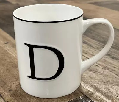 Williams Sonoma Black Trim Embossed Monogram Letter D White Coffee Tea Mug • $13.97