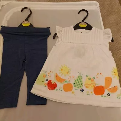 Baby Girls TU Summer Dress With Leggings BNWT Size 9-12 Months • £10