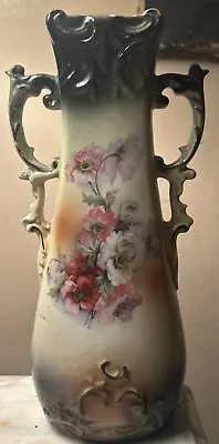 Antique German Porcelain Floral Painted Decorative Mantle Vase • $35.99