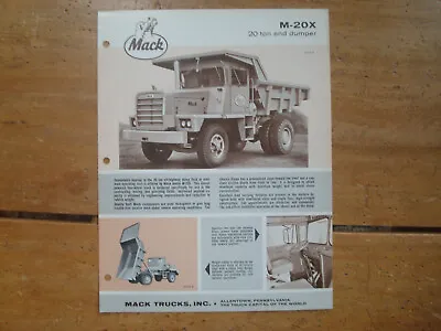 1967 Mack M-20X 20 Ton End Dumper Specifications Brochure • $12.12