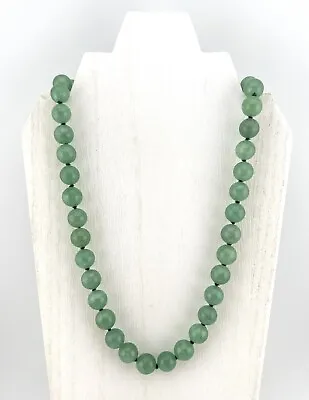 Stunning Antique Early 1900’s Chinese Jadeite Beaded 18” Necklace Silver Clasp • $159