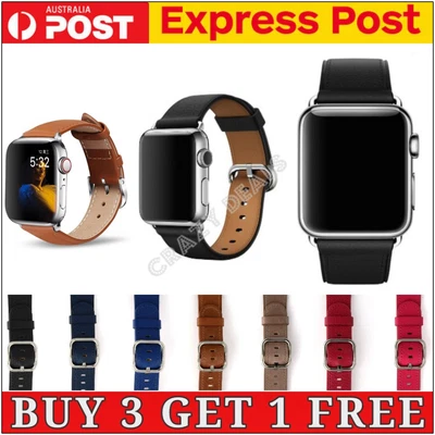 $11.05 • Buy Genuine Leather Strap IWatch Band For Apple Watch Series 6 5 4 3 2 1 SE 40mm 44