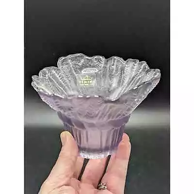 Vintage Viking Glass Wheat Votive Candle Holder Purple Lilac Wet 1983 • $19.99