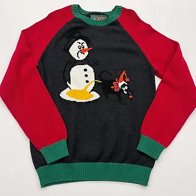Ugly Christmas Sweater Mens Large Dog Peeing On Snowman Knit Long Sleeve • $12.99
