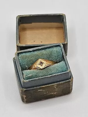 Antique 14k Yellow Gold Victorian Child Ring W/diamond W/original Box • $199