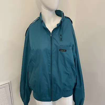 Vtg 80's Men's Members Only Racer Cafe Jacket Size 44 Turquoise/Teal Excellent  • $29.99