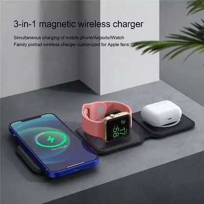 Foldable 3 In 1 Wireless Charger Dock Fast Charging Station For IPhone & Android • $25.98