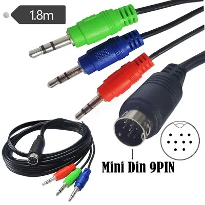 Mini DIN 9Pin Male To 3* DC 3.5mm Audio DIN Cable For Audio Monitor • $8.99